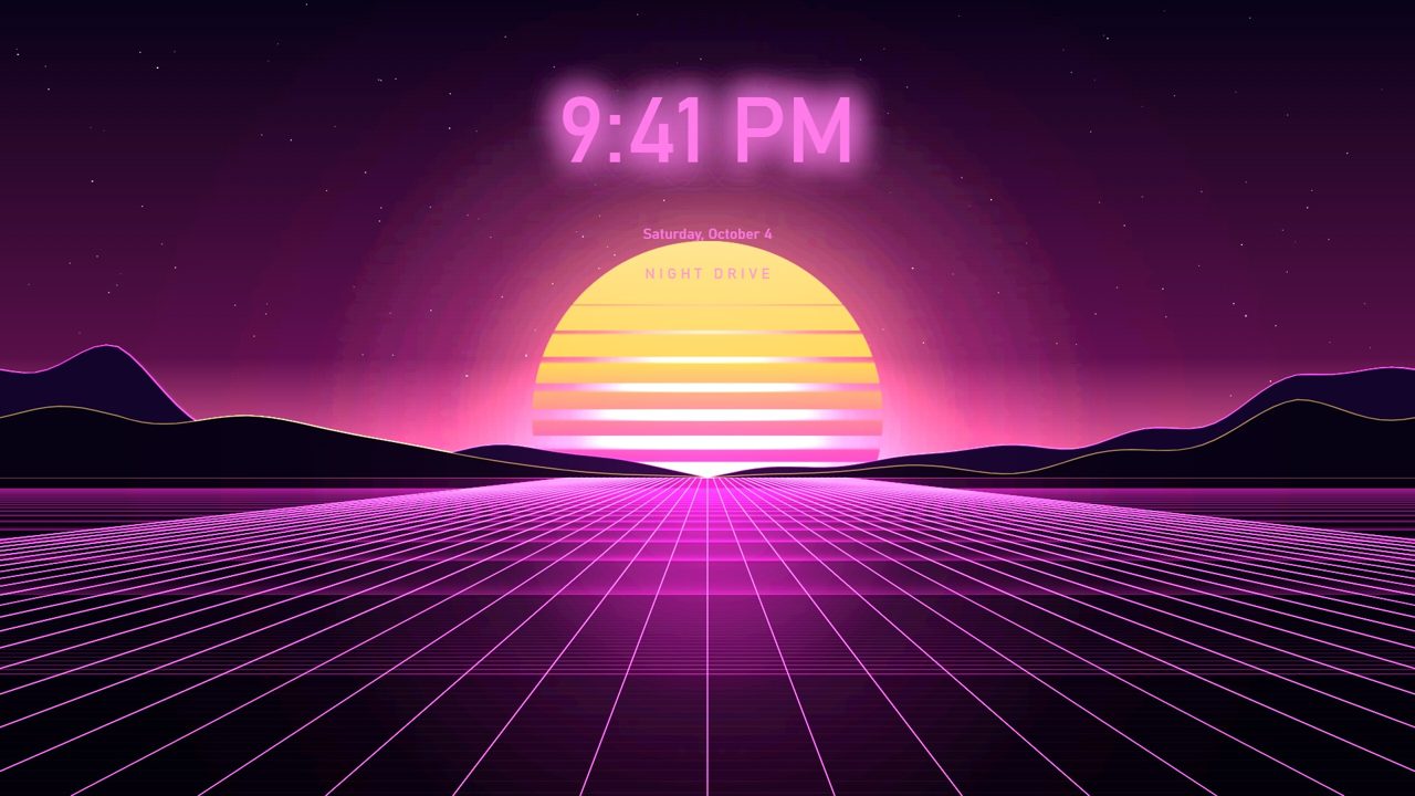 Outrun - Synthwave sun + neon grid